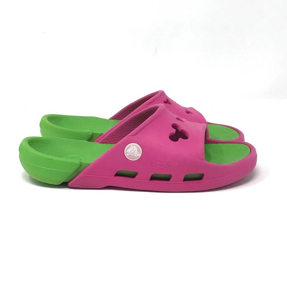 Crocs | Pink Green Disney Mickey Mouse Girls Open Toe Sandals J1 - Picture 2 of 7